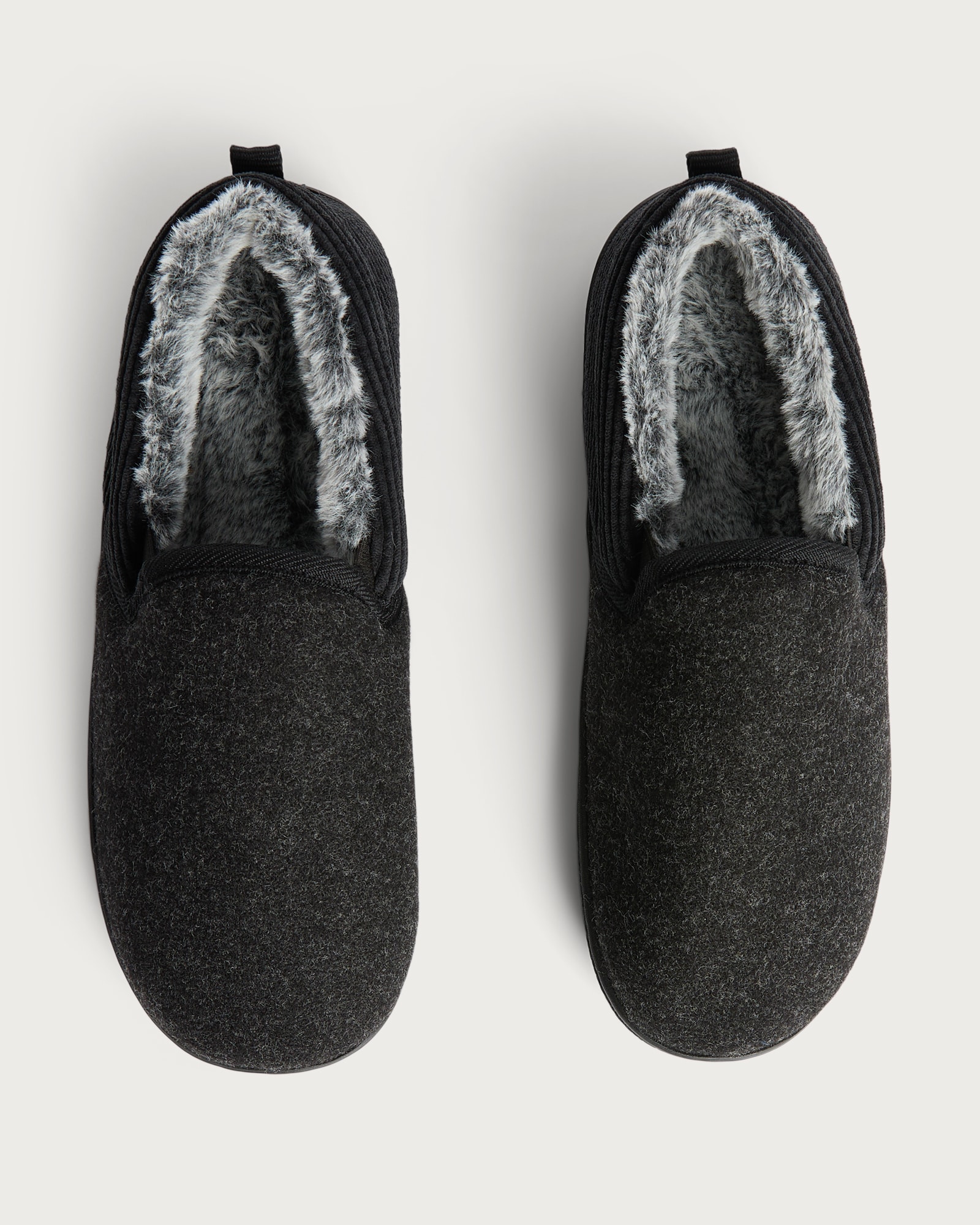 F&F Faux Fur Lined Slippers in Black thumbnail 2