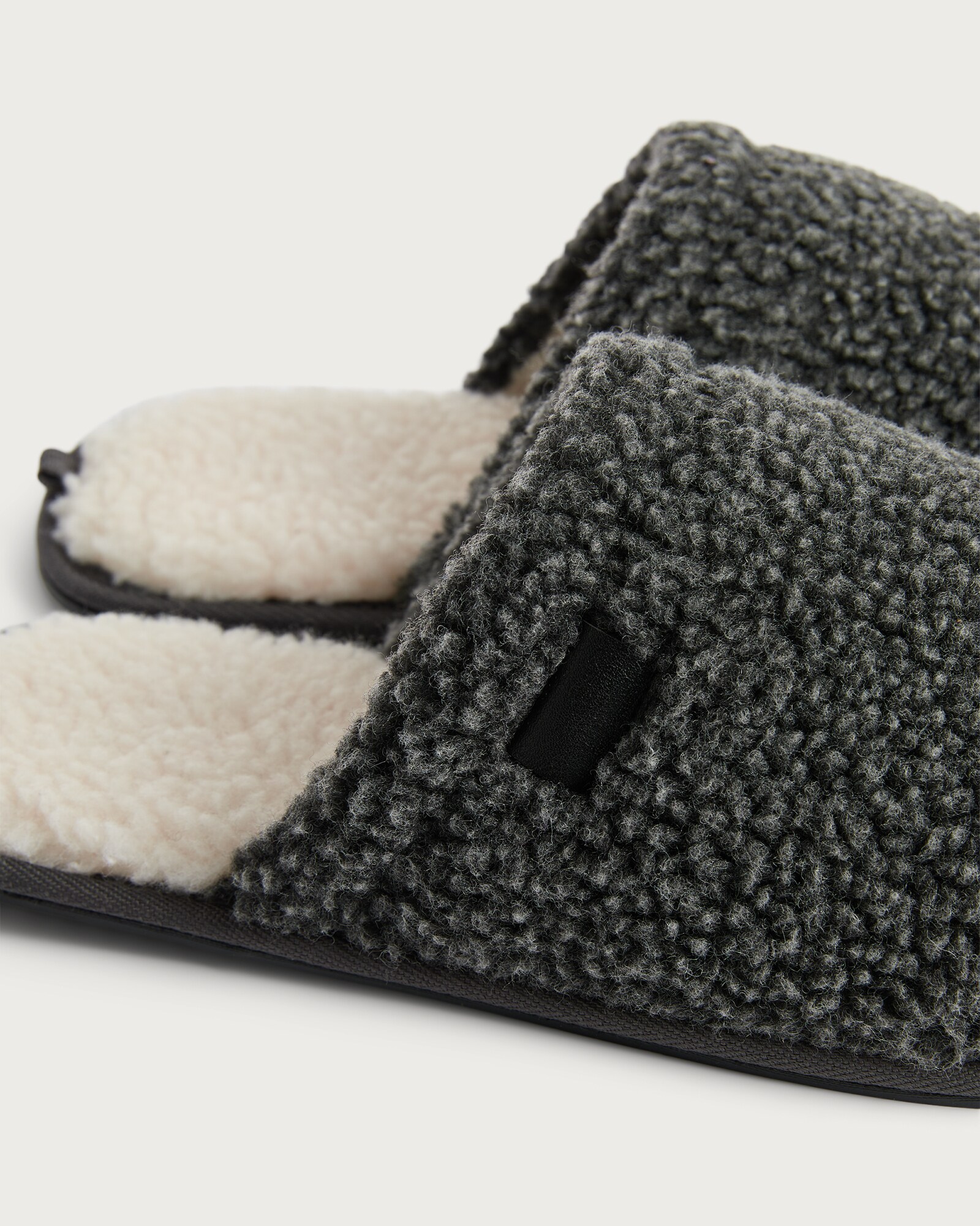 F&F Borg Textured Backless Mule Slippers in Grey thumbnail 3