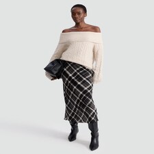 F&F Cable Knit Off Shoulder Jumper with Wool in Neutral thumbnail 2