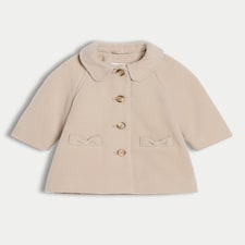 F&F Baby Bow Pocket Collared Coat in Stone