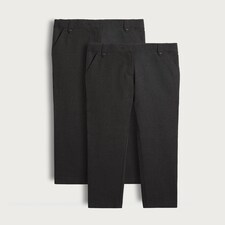 F&F School Girls 2-Pack Regular Fit Trousers in Grey thumbnail 4