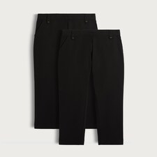 F&F School Girls 2-Pack Regular Fit Trousers in Black thumbnail 4
