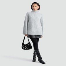 F&F Knitted Nep Roll Neck Tunic with Wool in Grey thumbnail 2