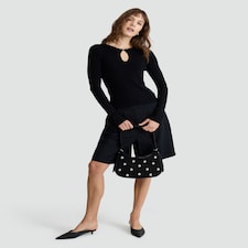 F&F Keyhole Ribbed Knit Jumper in Black