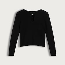 F&F Keyhole Ribbed Knit Jumper in Black thumbnail 4