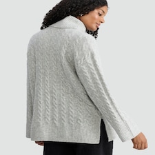 F&F Cable Knit Roll Neck Jumper with Wool in Silver thumbnail 3