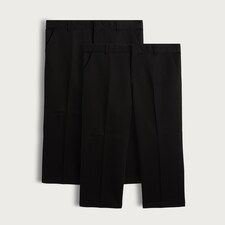 F&F School Boys 2-Pack Generous Fit Trousers in Black thumbnail 5