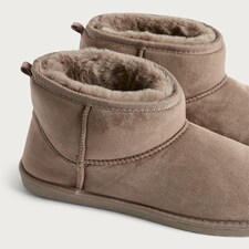 F&F Faux Suede Fur Lined Water Repellent Boot Slippers in Mink thumbnail 3
