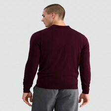 F&F Pure Merino Wool Long Sleeved Polo Shirt in Burgundy thumbnail 3