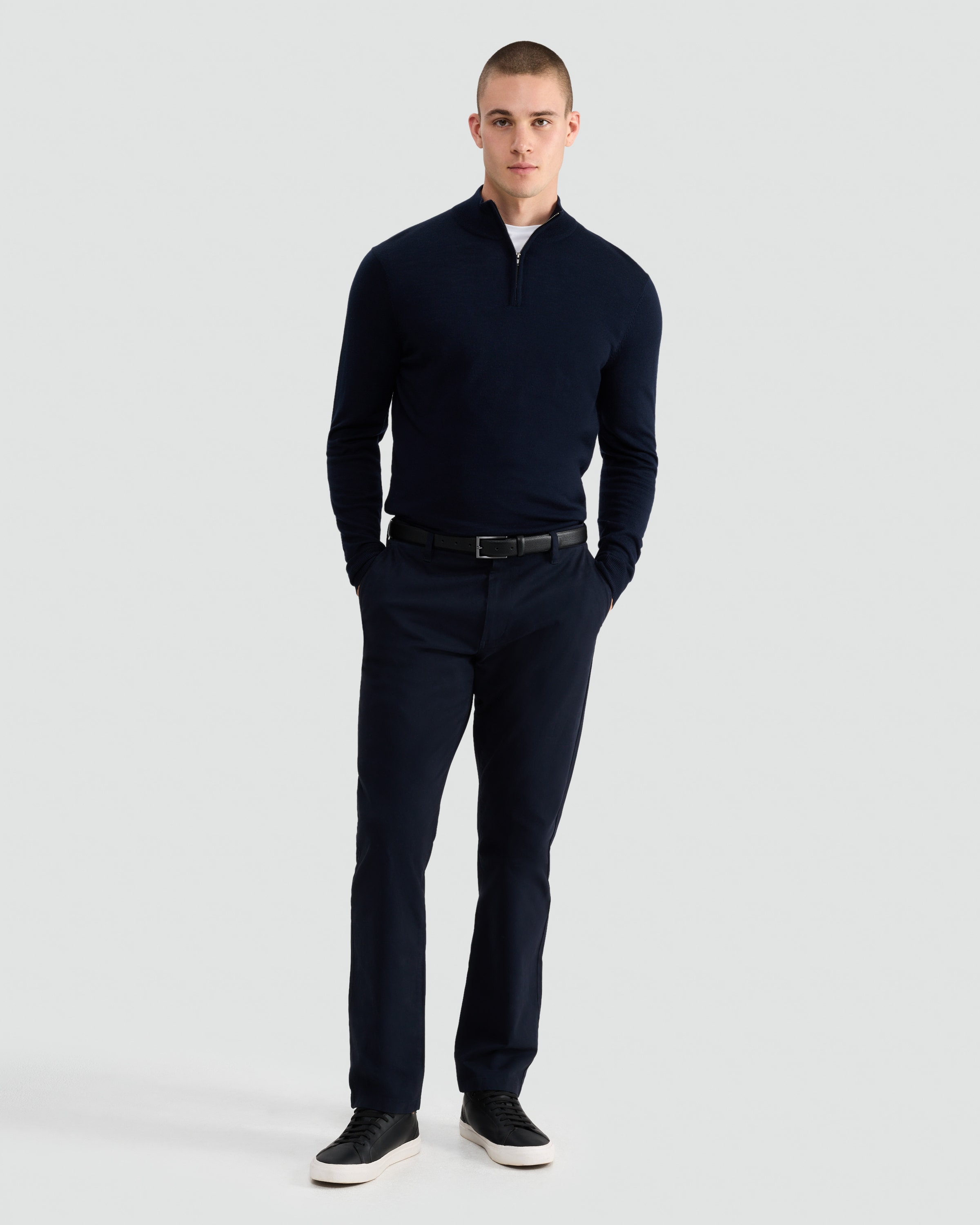 F&F Pure Merino Wool High Neck Jumper in Navy thumbnail 2