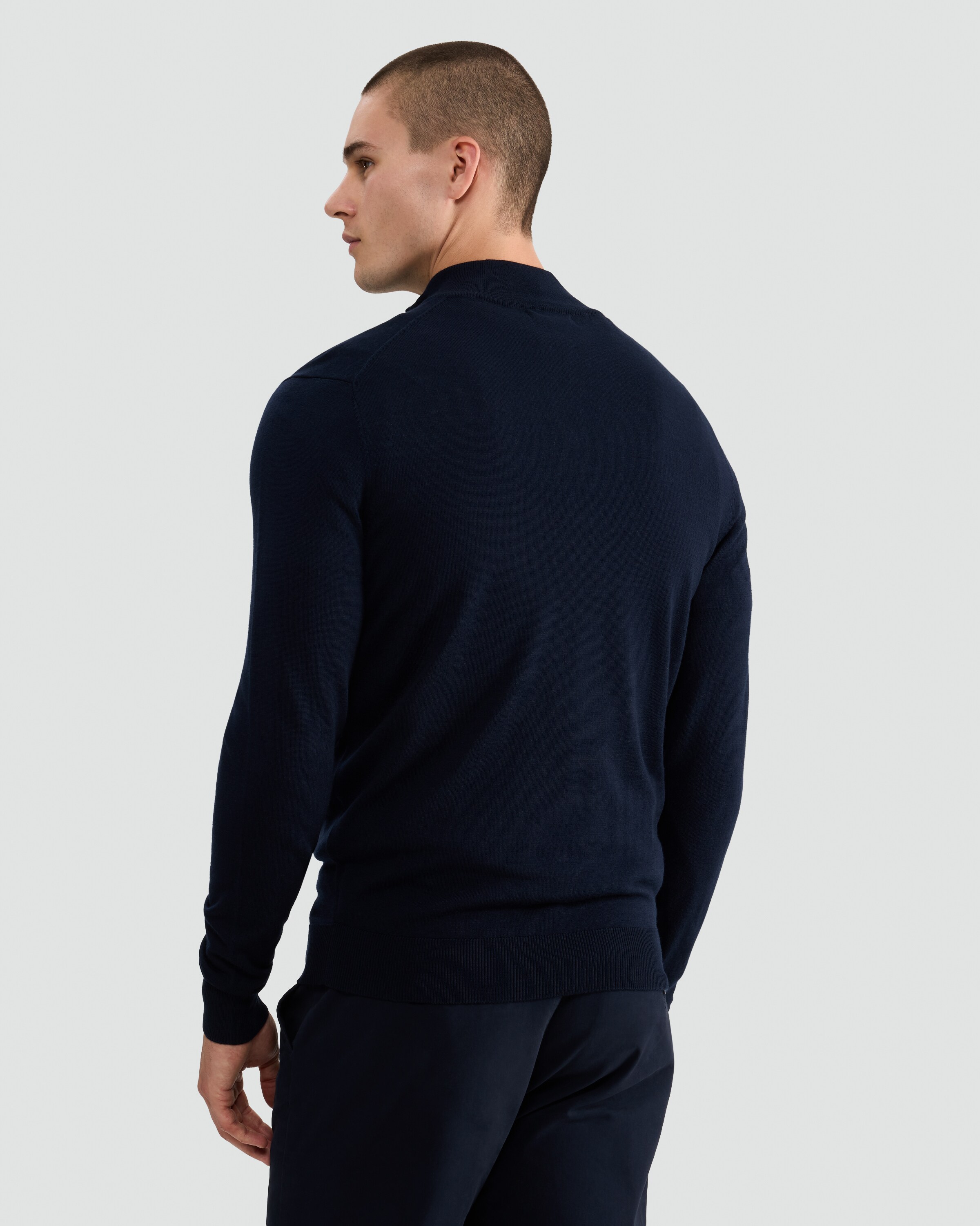 F&F Pure Merino Wool High Neck Jumper in Navy thumbnail 3
