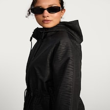 F&F Animal Print Shower Resistant Hooded Raincoat in Black