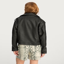 F&F Distressed Zip Detail Biker Jacket in Black thumbnail 4
