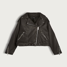 F&F Distressed Zip Detail Biker Jacket in Black thumbnail 5