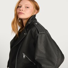 F&F Distressed Zip Detail Biker Jacket in Black thumbnail 3