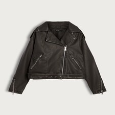 F&F Distressed Zip Detail Biker Jacket in Black thumbnail 5