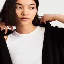 F&F Patch Pocket Open Front Cardigan with Wool in Black thumbnail 2