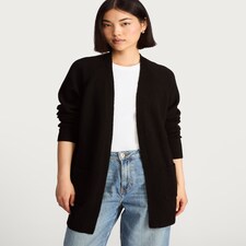 F&F Patch Pocket Open Front Cardigan with Wool in Black thumbnail 3