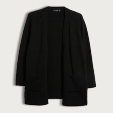 F&F Patch Pocket Open Front Cardigan with Wool in Black thumbnail 5