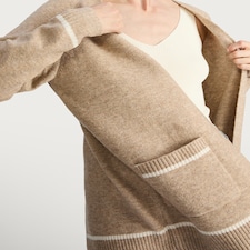 F&F Patch Pocket Open Front Cardigan with Wool in Mink