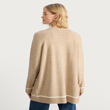 F&F Patch Pocket Open Front Cardigan with Wool in Mink thumbnail 4