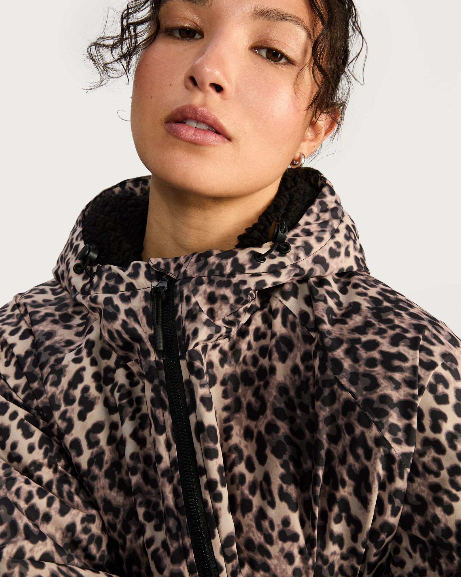F&F Active Leopard Print Waterproof All Weather Robe in Multi Brown thumbnail 4