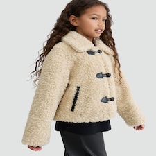 F&F Girls Teddy Duffle Coat in Cream