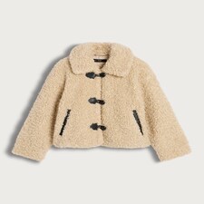 F&F Girls Teddy Duffle Coat in Cream thumbnail 4
