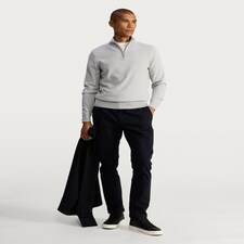 F&F Pure Cotton Half Zip Knitted Jumper in Grey Marl thumbnail 2