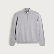 F&F Pure Cotton Half Zip Knitted Jumper in Grey Marl thumbnail 4
