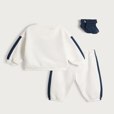 Disney Mickey Mouse 3-Piece Cotton Rich Sweatshirt, Joggers and Socks Set in White thumbnail 2