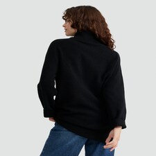 F&F Knitted Roll Neck Jumper Dress with Wool in Black thumbnail 3