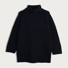 F&F Knitted Roll Neck Jumper Dress with Wool in Black thumbnail 4