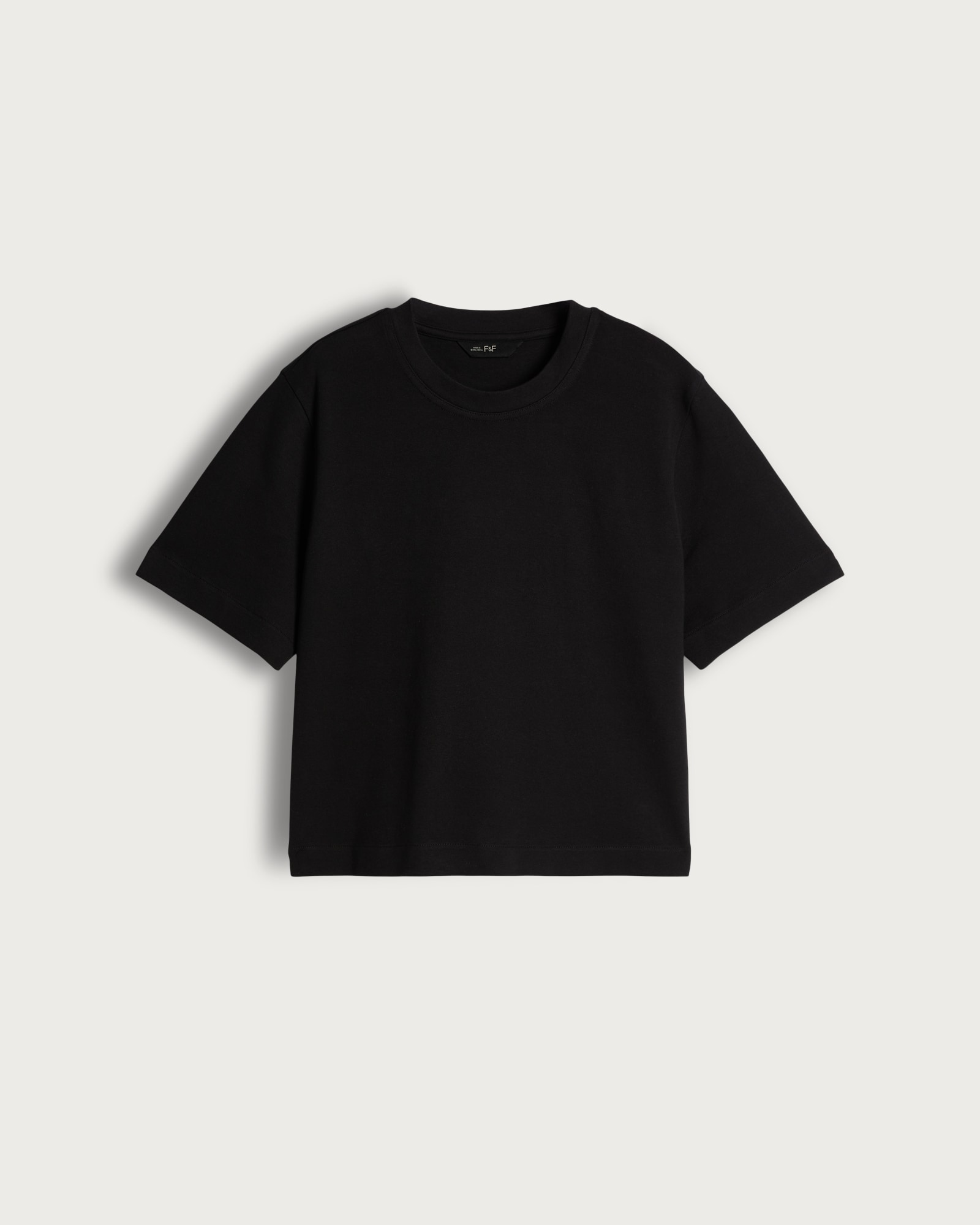 F&F Heavyweight Crew Neck Cropped T-Shirt in Black thumbnail 5