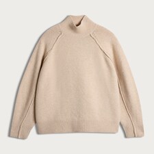 F&F Knitted High Neck Jumper with Wool in Neutral thumbnail 4