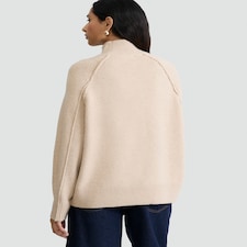 F&F Knitted High Neck Jumper with Wool in Neutral thumbnail 3