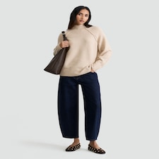 F&F Knitted High Neck Jumper with Wool in Neutral