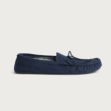 F&F Bow Detail Moccasin Slippers in Navy