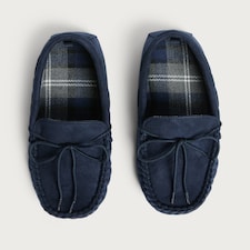 F&F Bow Detail Moccasin Slippers in Navy thumbnail 2