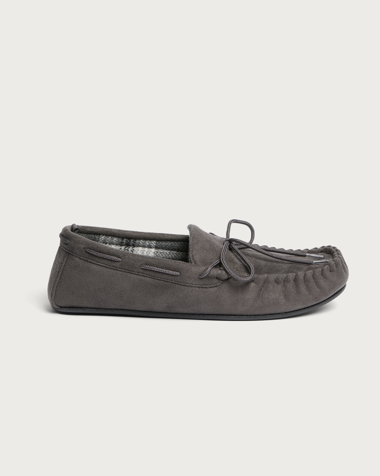 F&F Bow Detail Moccasin Slippers in Grey