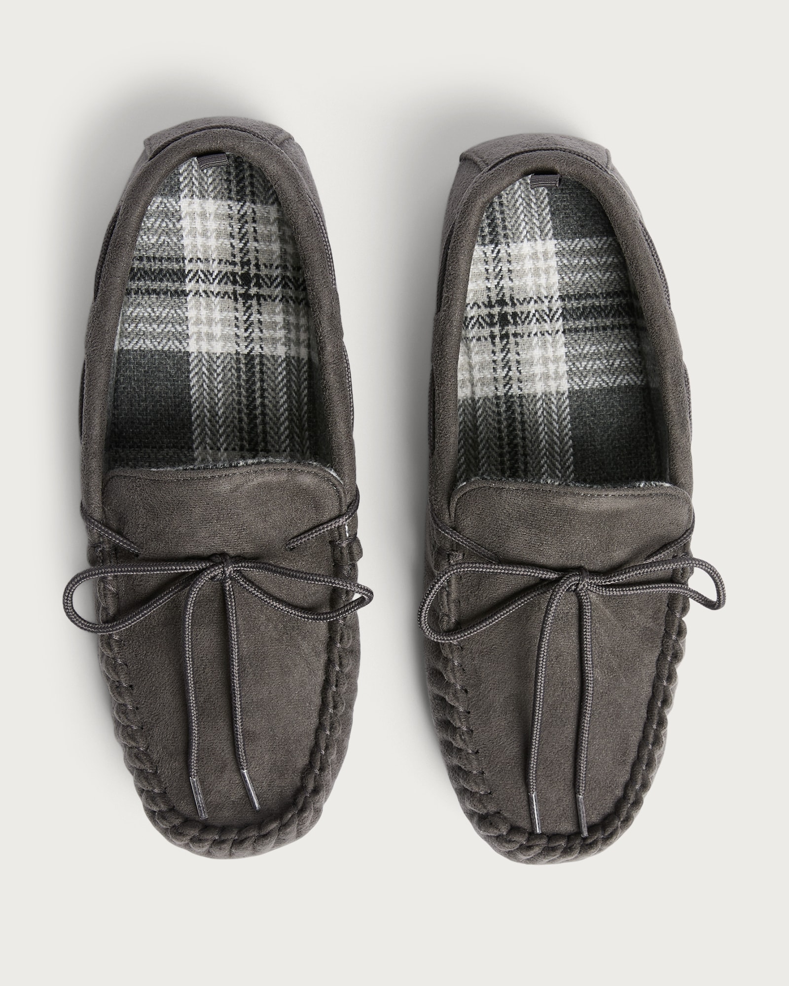 F&F Bow Detail Moccasin Slippers in Grey thumbnail 2