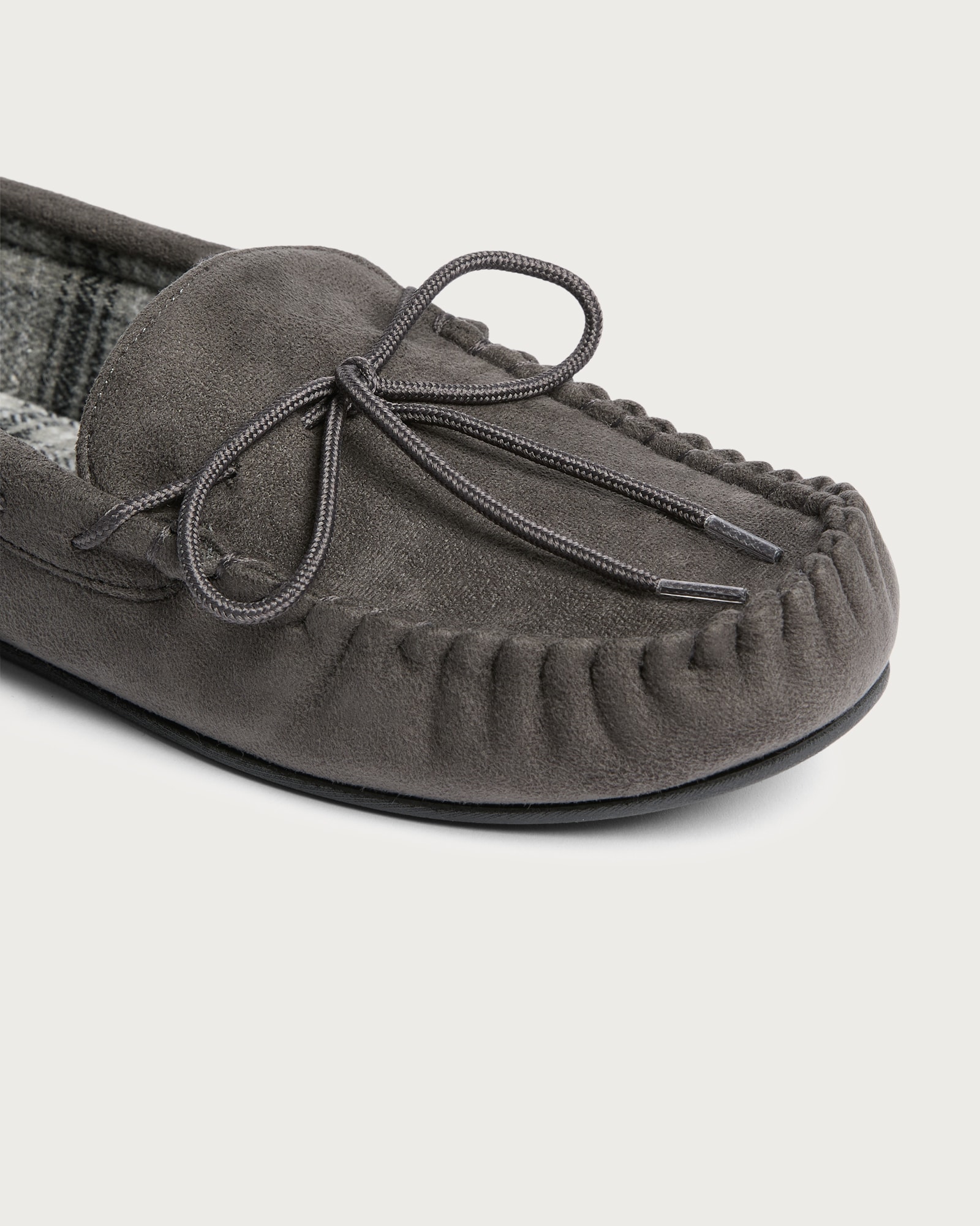 F&F Bow Detail Moccasin Slippers in Grey thumbnail 3