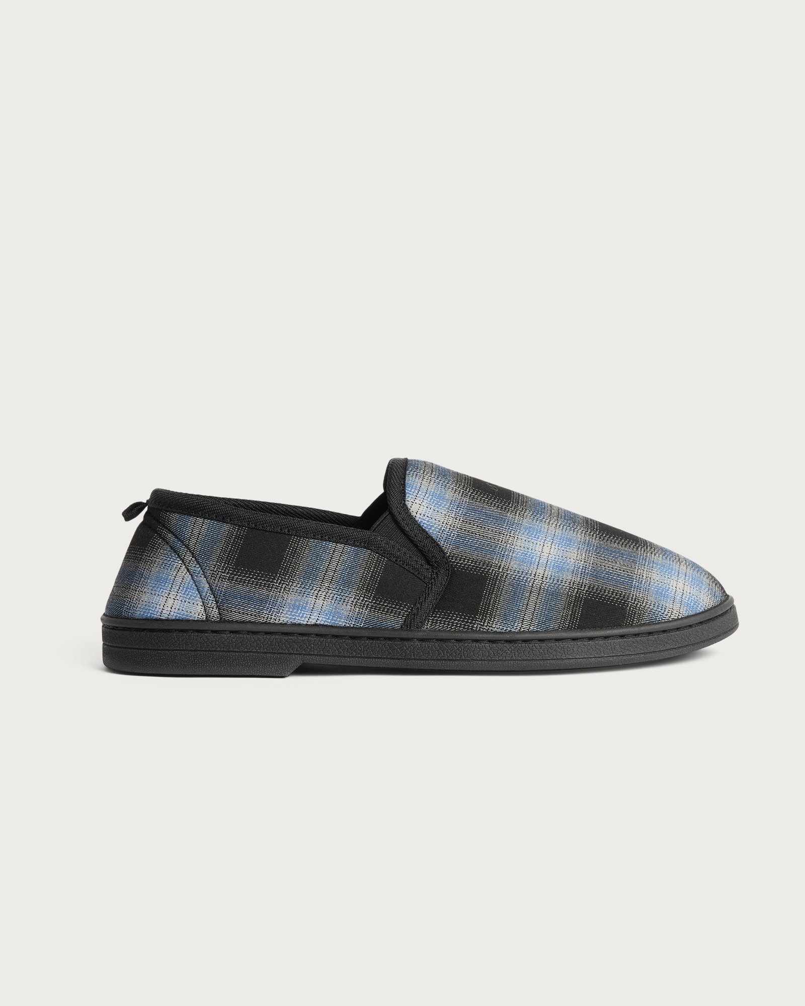 F&F Check Print Slippers in Black