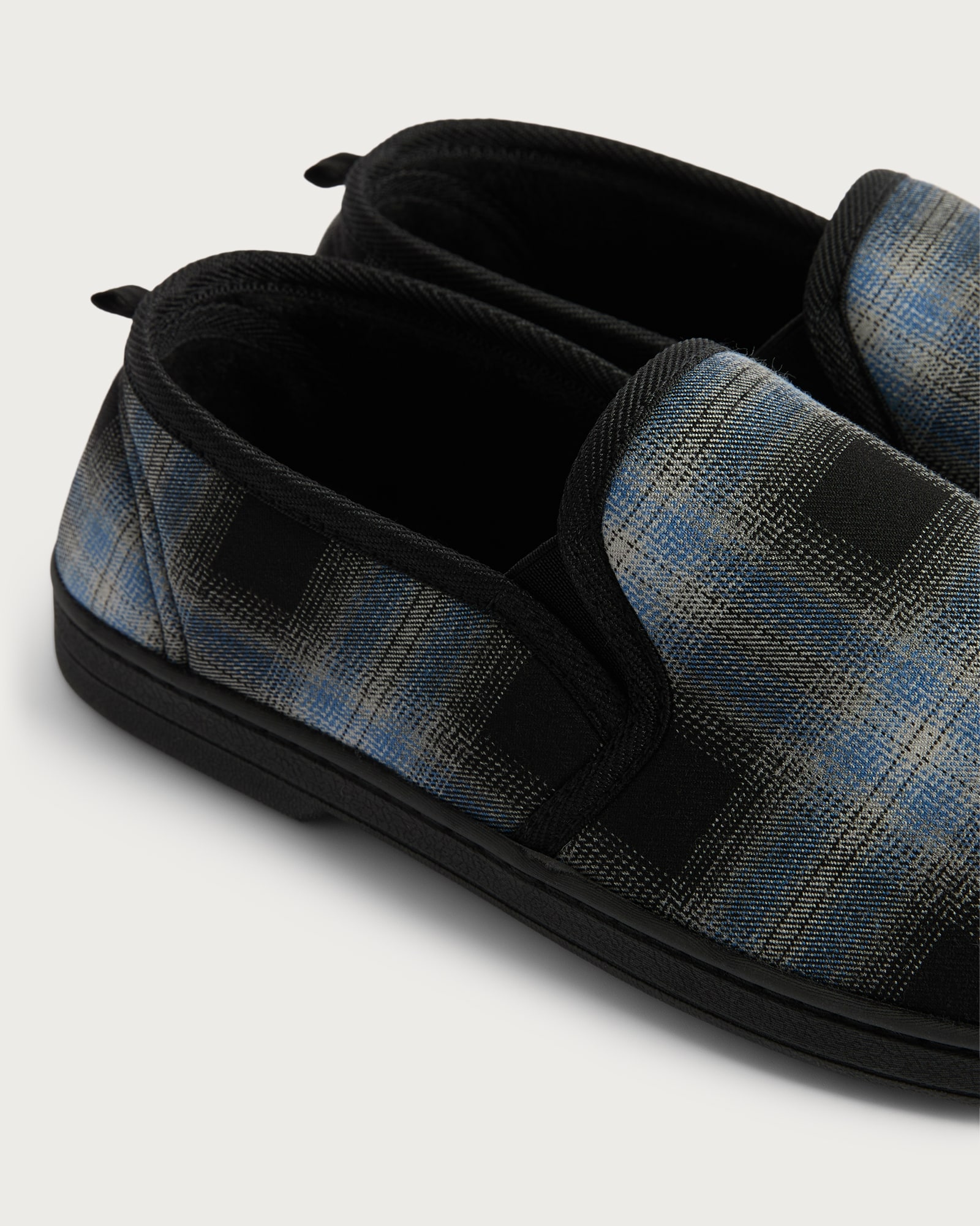 F&F Check Print Slippers in Black thumbnail 3