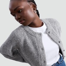 F&F Knitted Button Front Cardigan with Wool in Grey thumbnail 3