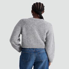 F&F Knitted Button Front Cardigan with Wool in Grey thumbnail 4