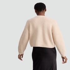 F&F Knitted Button Up Cardigan with Wool in Neutral thumbnail 3