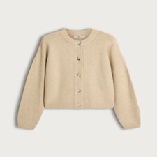 F&F Knitted Button Up Cardigan with Wool in Neutral thumbnail 4
