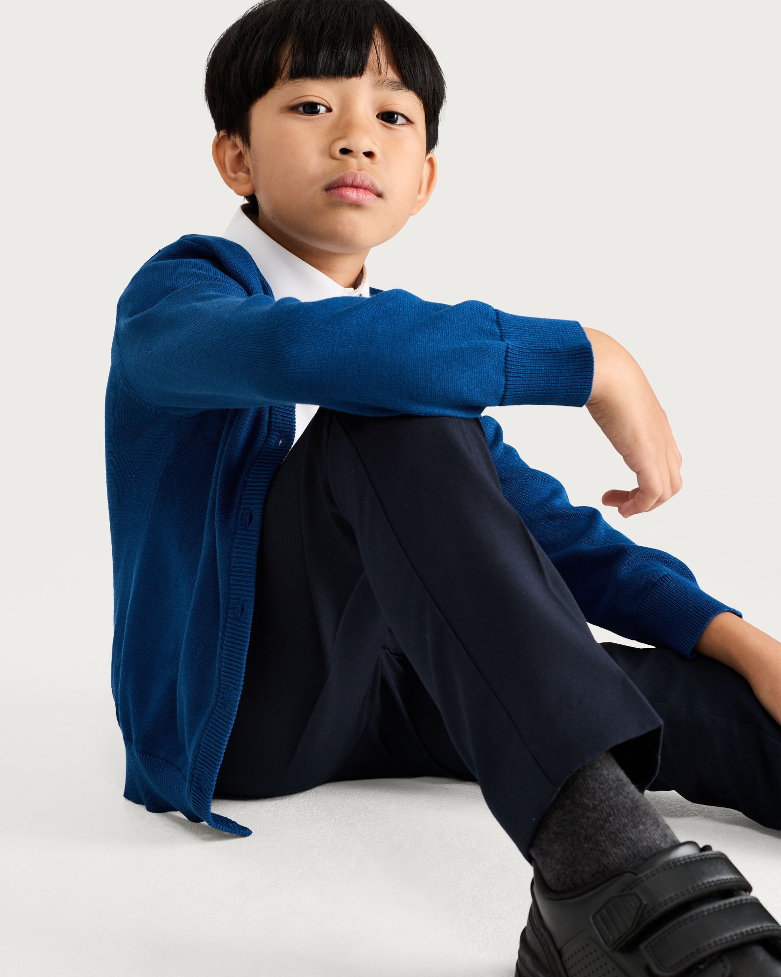 F&F School Unisex 2-Pack Pure Cotton Knitted Cardigans in Blue thumbnail 2