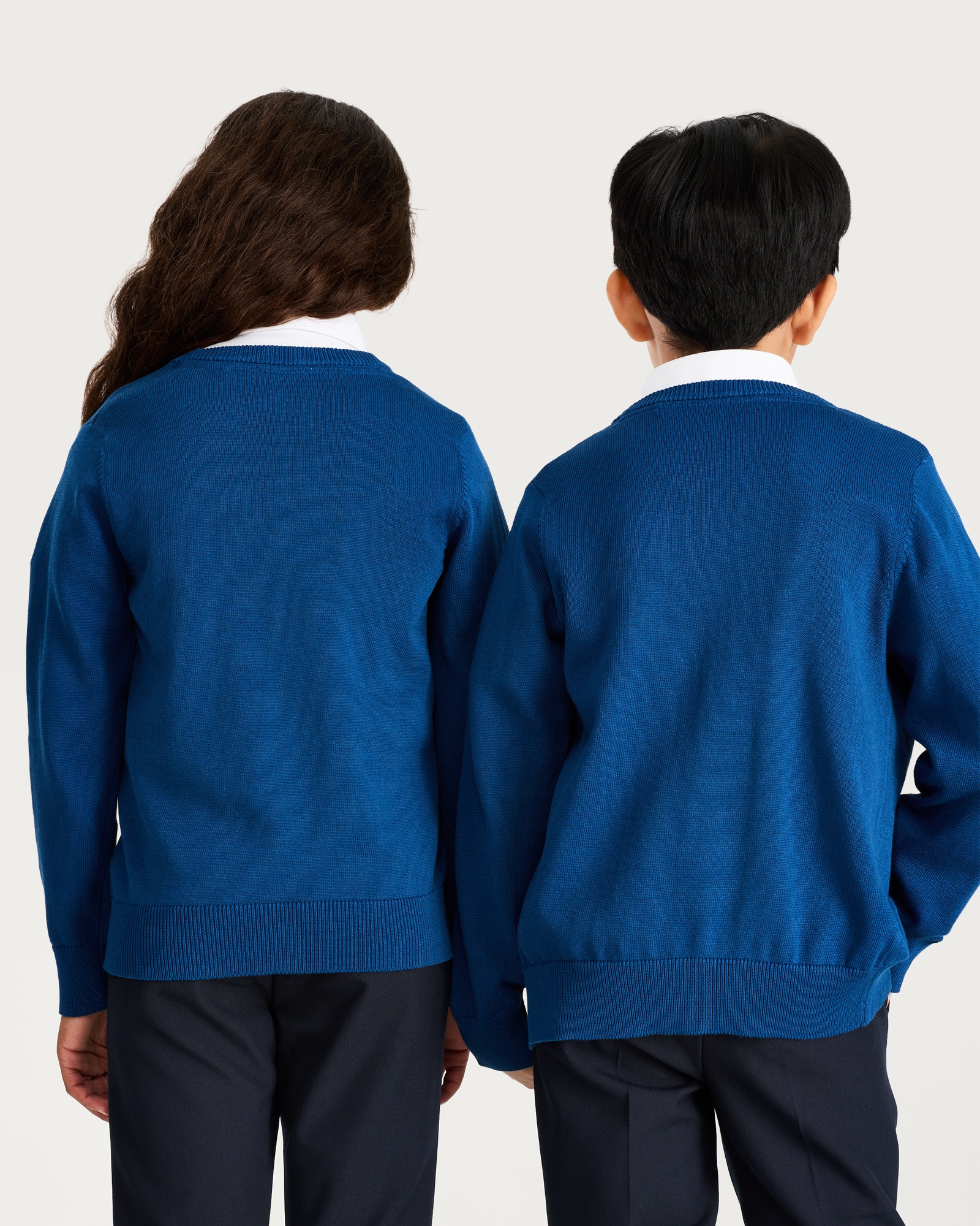 F&F School Unisex 2-Pack Pure Cotton Knitted Cardigans in Blue thumbnail 3